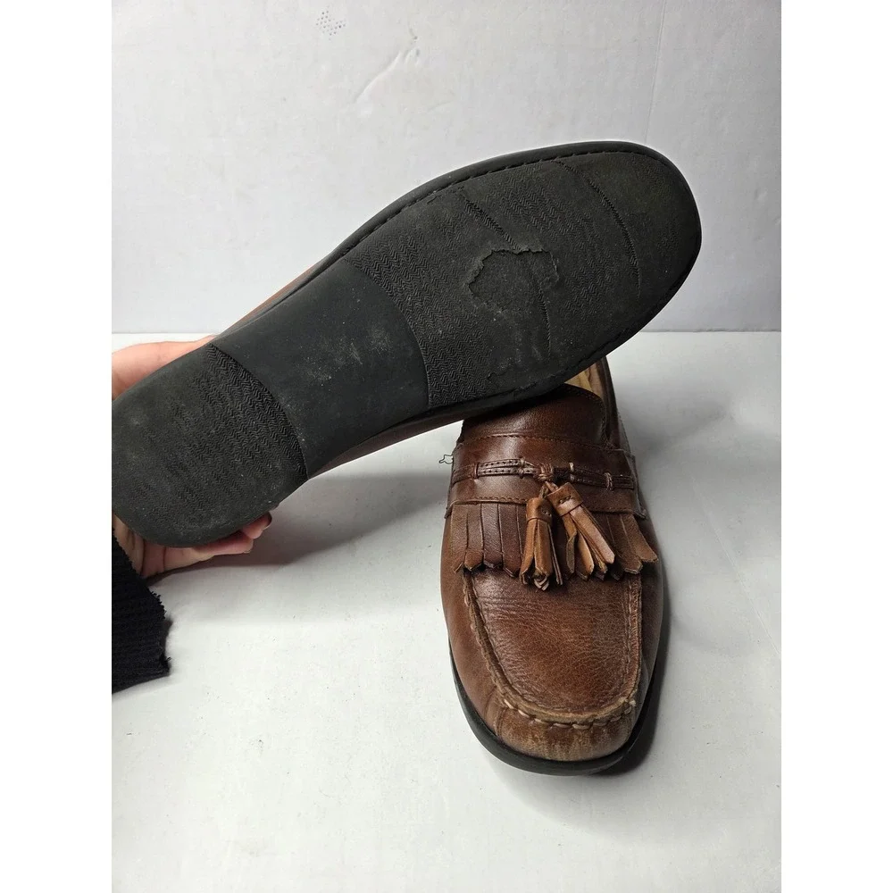 Dockers Mens Brown‎ Leather Kiltie Tassel Loafers Memory Foam 90-38067 Size 10M